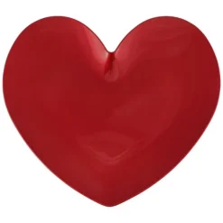 Assiette de présentation en forme de cœur rouge en plastique - 35,4 x 33 cm - Saint-Valentin