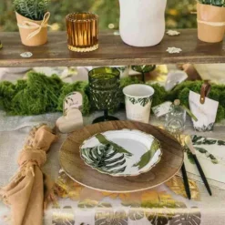 8 assiettes en carton - Diamètre 18 cm - Collection Coco Palm