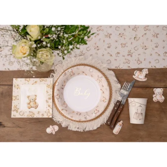 6 assiettes en carton - Diamètre 22,5 cm - Collection Little Teddy