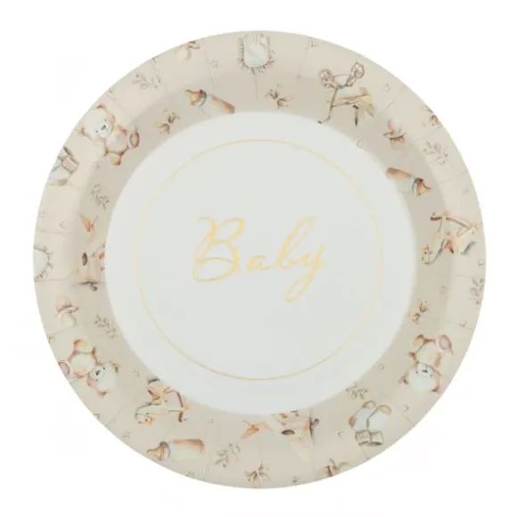 6 assiettes en carton - Diamètre 22,5 cm - Collection Little Teddy