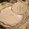 8 assiettes en carton - Diamètre 23 cm - Collection Communion Effet Lin et Or