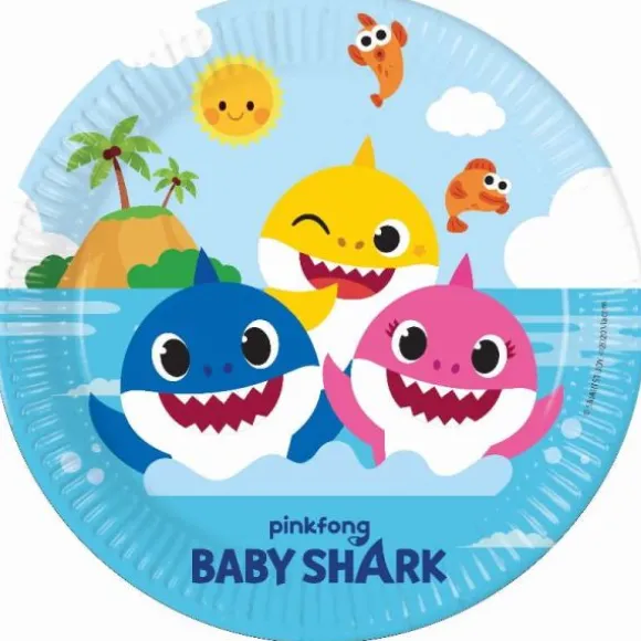 8 Assiettes en carton FSC® - Baby Shark™ - 23 cm