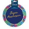 8 assiettes en carton "Joyeux Anniversaire" - Diamètre 18 cm - Collection Tropical