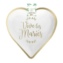 6 assiettes en forme de cœur - Collection Vive les Mariés