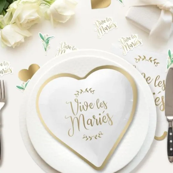 6 assiettes en forme de cœur - Collection Vive les Mariés