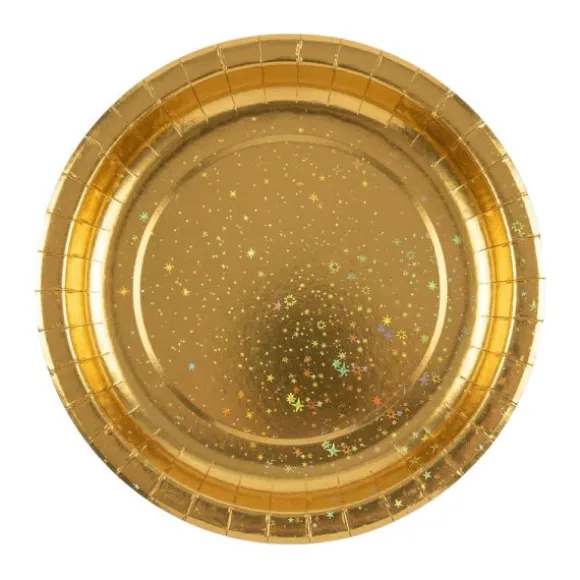 10 assiettes étoilées en carton - Diamètre 22 cm - Couleur au choix