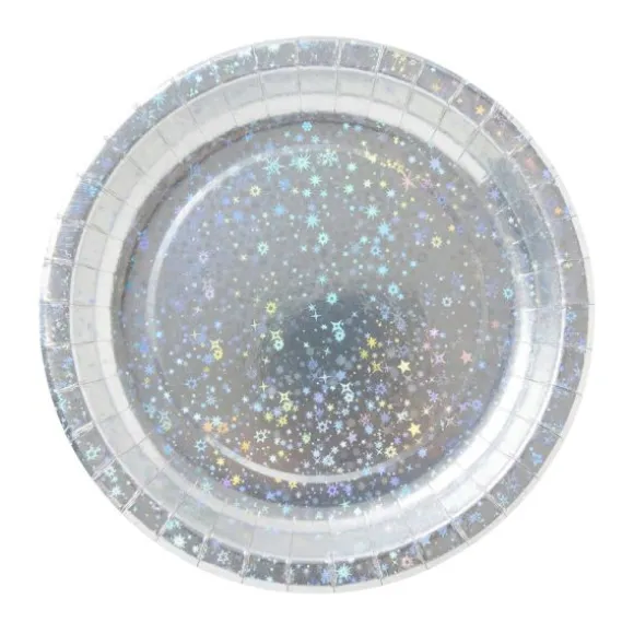 10 assiettes étoilées en carton - Diamètre 22 cm - Couleur au choix