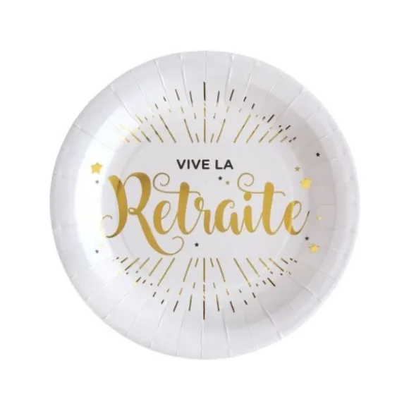 10 Assiettes "Vive la Retraite" - Elégant