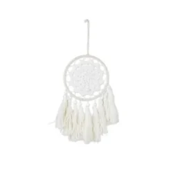 Attrape Rêves Macramé et Pompons Blanc