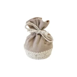 Aumônière en toile et dentelle - 9 x 6 x 6 cm - Couleur au choix
