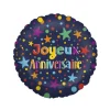 Ballon Aluminium Joyeux Anniversaire - Marine et Multicolore