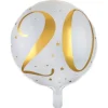 Ballon Anniversaire - Blanc et Or - 20 ans