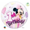 Ballon Bulle - 1er Anniversaire - Bébé - Minnie - 56 cm