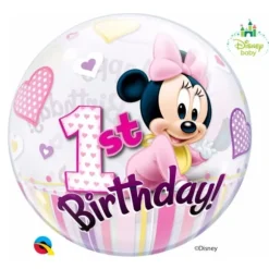 Ballon Bulle - 1er Anniversaire - Bébé - Minnie - 56 cm