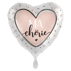 Ballon en aluminium "Chéri" en forme de cœur pour la Saint-Valentin - Diamètre 46 cm - Modèle au choix