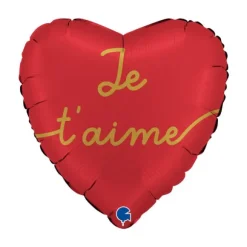 Ballon en aluminium en forme de cœur pour la Saint-Valentin - Recto / Verso "Je t'aime mon amour" - Diamètre 36 cm