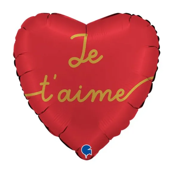 Ballon en aluminium en forme de cœur pour la Saint-Valentin - Recto / Verso "Je t'aime mon amour" - Diamètre 36 cm