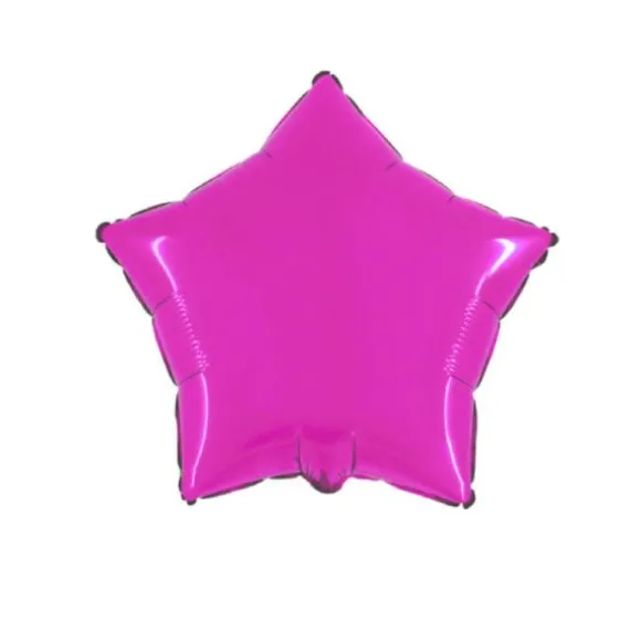 Ballon en aluminium métallisé fuchsia étoile - 45 cm