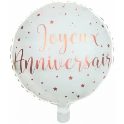Ballon en aluminium Métallisé Joyeux Anniversaire Rose Gold - 45 cm
