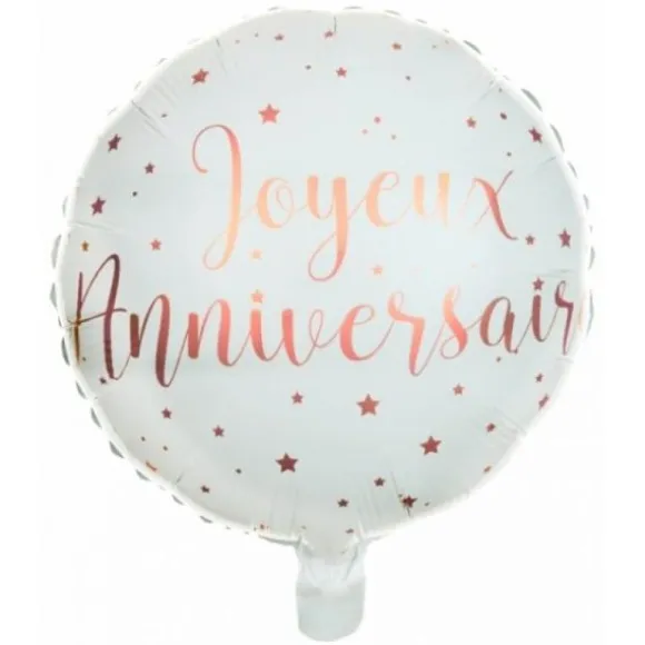 Ballon en aluminium Métallisé Joyeux Anniversaire Rose Gold - 45 cm