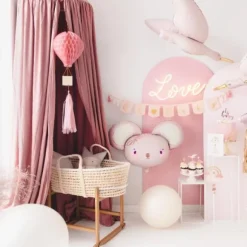 Ballon en aluminium - Souris rose - 75 x 46 cm