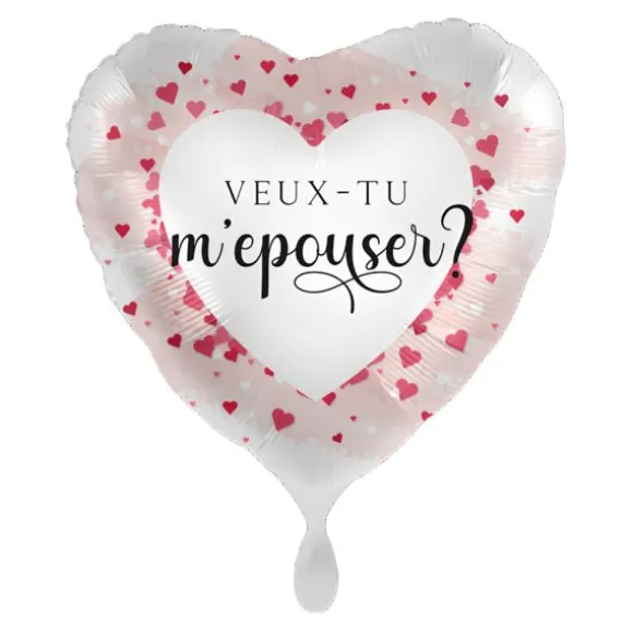 Ballon en aluminium "Veux-tu m'épouser ?" en forme de cœur pour la Saint-Valentin - Diamètre 46 cm