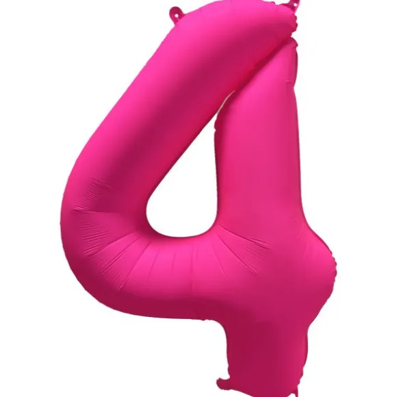 Ballon fluo en aluminium en forme de chiffre - Rose Fluo - 86 x 70 cm - Chiffre au choix