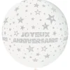 Ballon Géant Rond " Joyeux Anniversaire " - Couleur Blanc