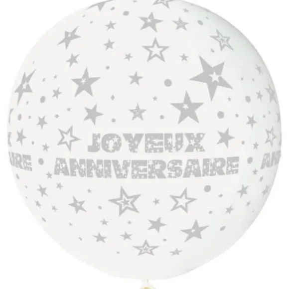 Ballon Géant Rond " Joyeux Anniversaire " - Couleur Blanc