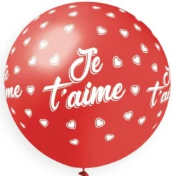 1 Ballon géant rouge imprimé " Je t'aime " - 80 cm