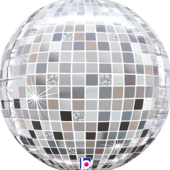 Ballon Globe 4D - Diamètre 38 cm - Boule Disco argentée