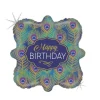 Ballon Happy Birthday - Plumes de Paon avec paillettes