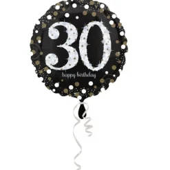 Ballon Hélium - "Happy Birthday 30" Argent