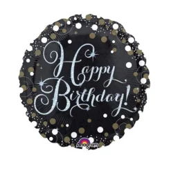 Ballon Hélium - "Happy Birthday" Argent