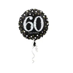 Ballon Hélium - "Happy Birthday 60" Argent