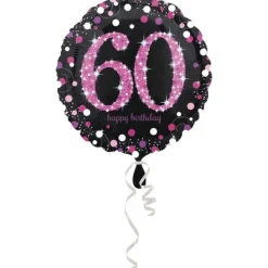 Ballon Hélium - "Happy Birthday 60" Rose / Noir