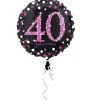 Ballon Hélium - "Happy Birthday 40" Rose / Noir