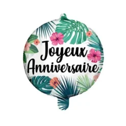 Ballon Hélium - Joyeux Anniversaire - Tropical