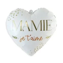 Ballon métallique en forme de cœur - Mamie - Collection Mamie d'Amour