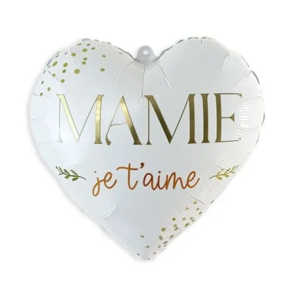 Ballon métallique en forme de cœur - Mamie - Collection Mamie d'Amour