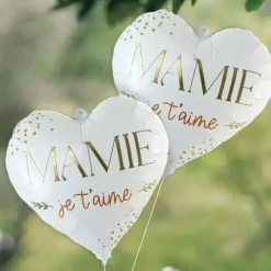 Ballon métallique en forme de cœur - Mamie - Collection Mamie d'Amour