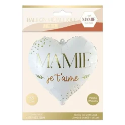 Ballon métallique en forme de cœur - Mamie - Collection Mamie d'Amour