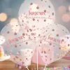 6 ballons à confettis "Joyeux Anniversaire" en latex - Rose Gold - 30 cm - Collection Party Blush