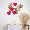 12 Ballons Cœurs Rouges Blancs Or et Transparents avec Confettis Cœurs Rouges