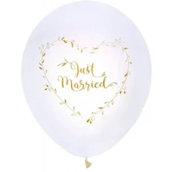 8 Ballons de Baudruche "Just Married" - Or