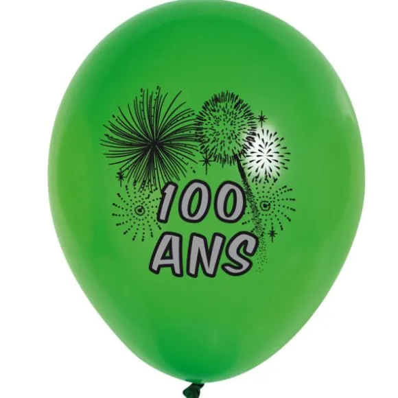 10 Ballons de Baudruche multicolore 100 ans