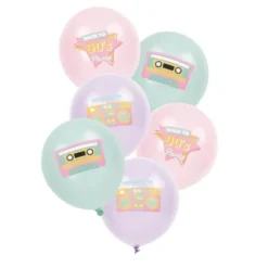 6 ballons en latex - Diamètre 28 cm - Collection 90's Party