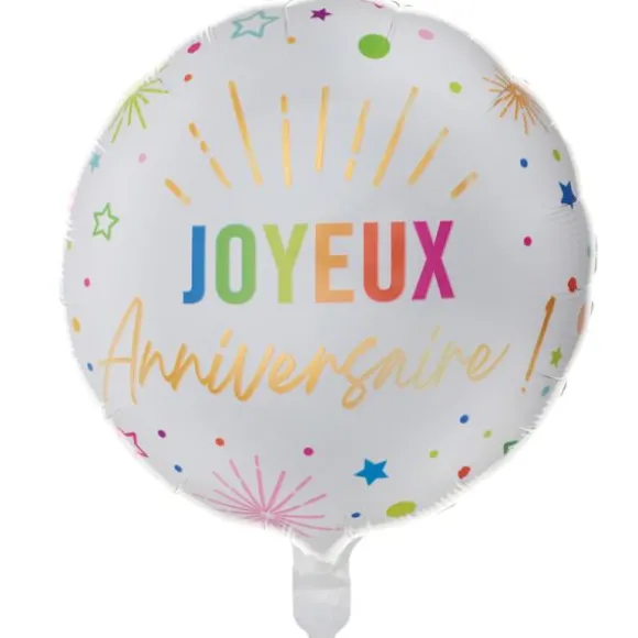 6 ballons "Joyeux Anniversaire" en latex - Diamètre 30 cm - Couleur au choix