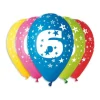 8 Ballons multicolores - 25 cm - Chiffre 6