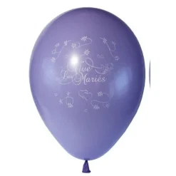 10 Ballons Vive les Mariés Couleur Lilas